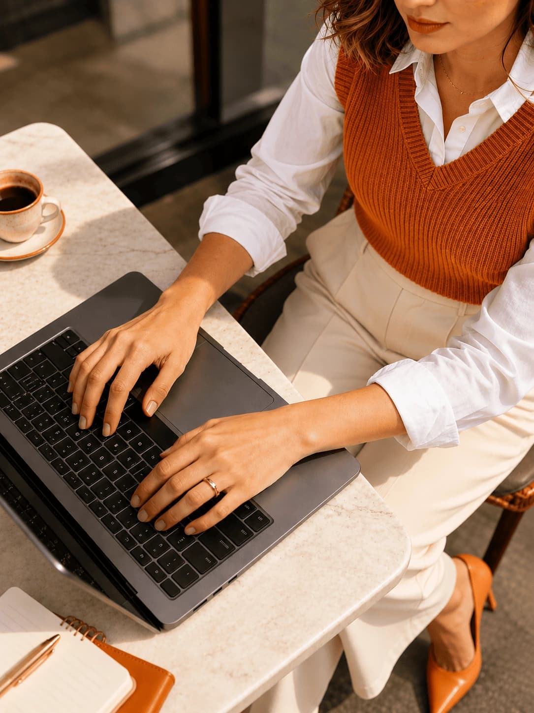 Profissional trabalhando em uma landing page para divulgar serviços.